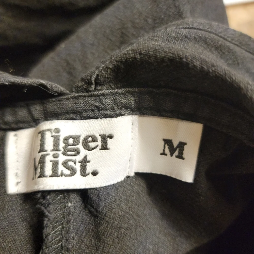 Tiger Mist Jumpsuit Sz M Straight Fray Leg Wash Black Coastal Lagenlook - Picture 8 of 10